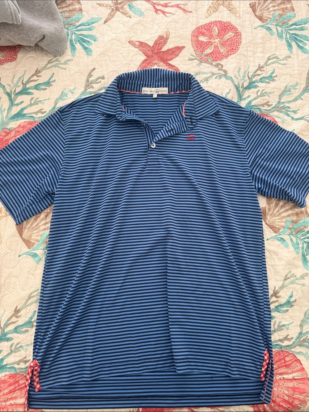 Bald Head Blues blue/black striped collared shirt